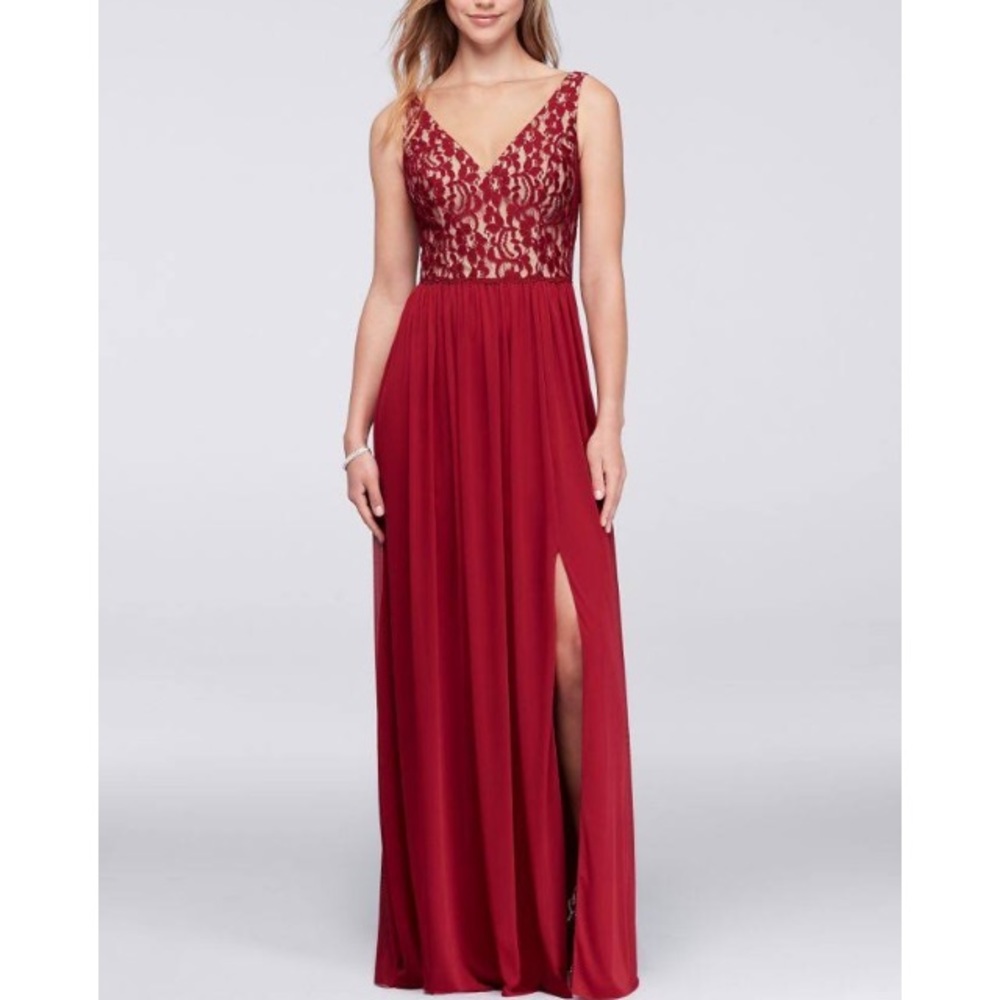 (Tall) lace v-neck bridesmaid/prom dress